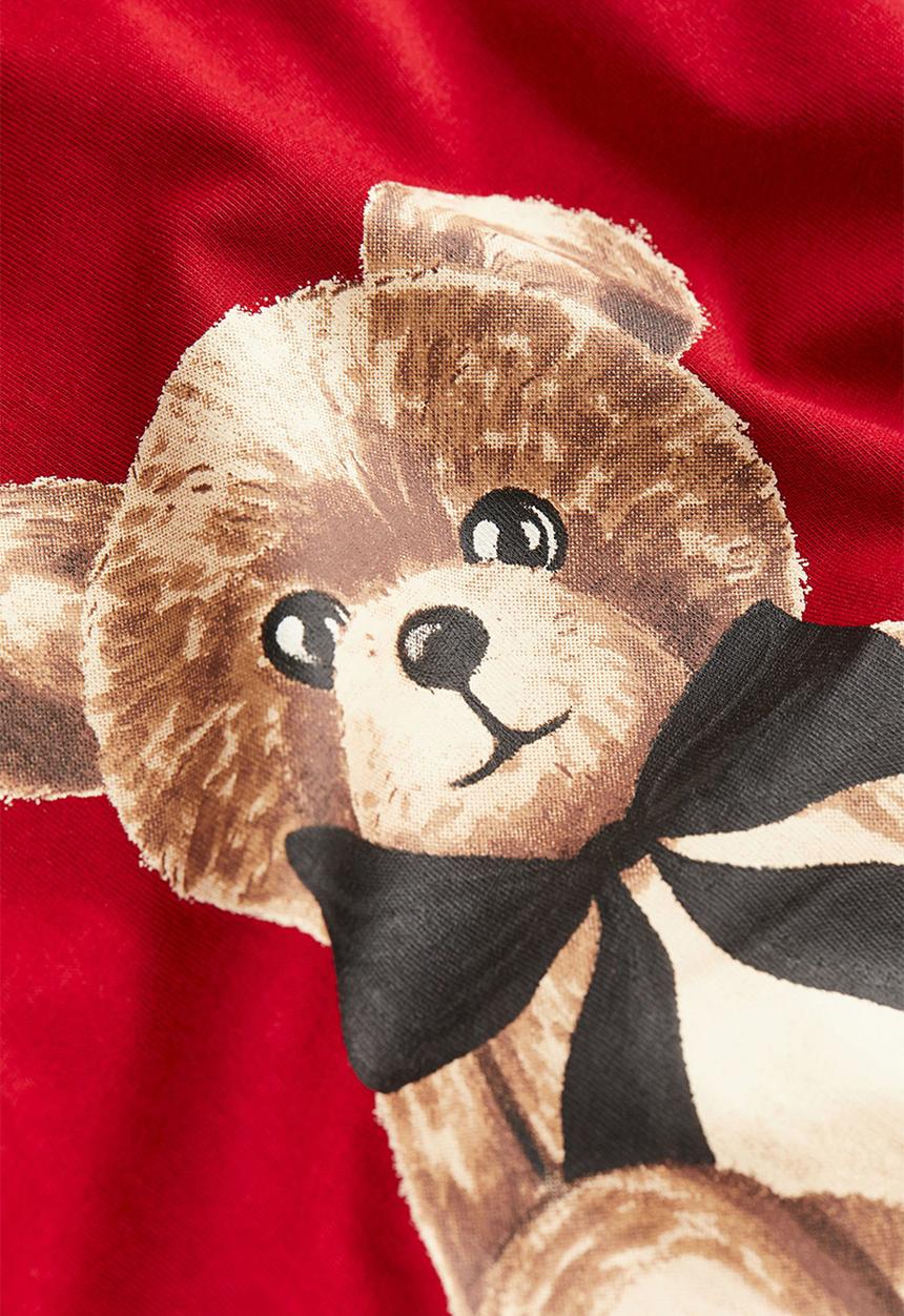 H&M - Printed jersey top - dark red teddy bear