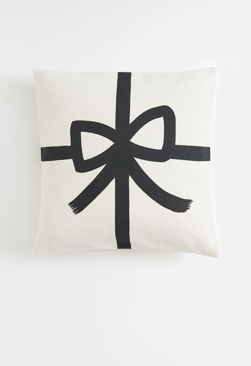 H&M - Printed cotton cushion cover - white