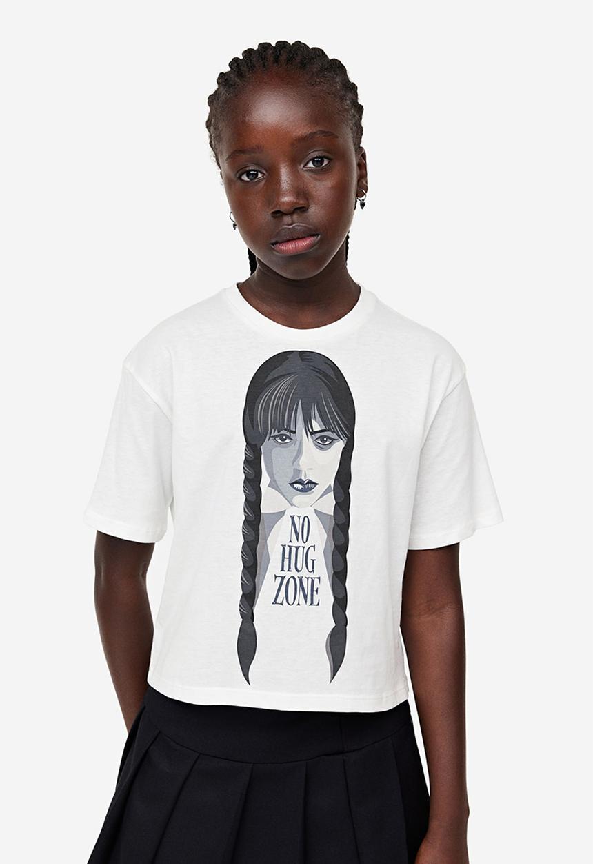 H&M - Oversized printed T-shirt - white wednesday