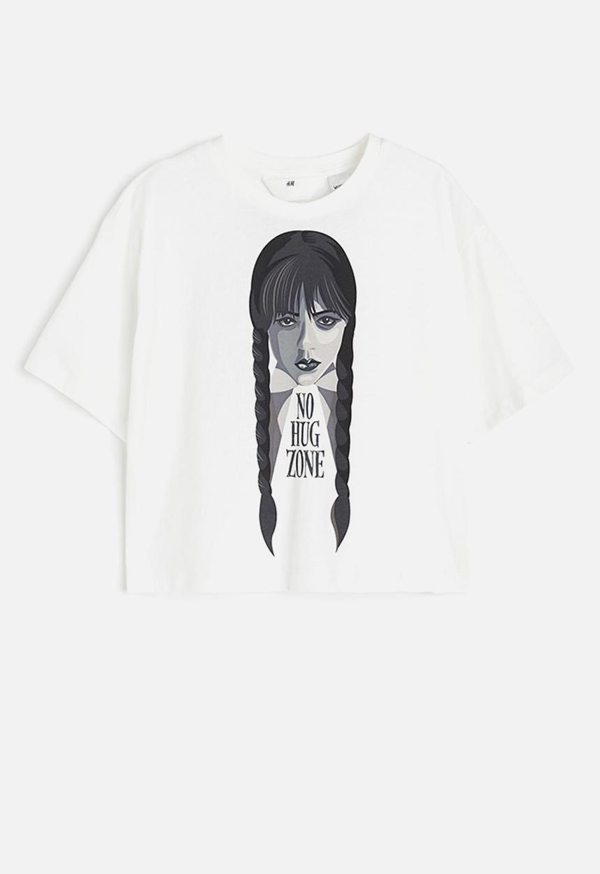 H&M - Oversized printed T-shirt - white wednesday