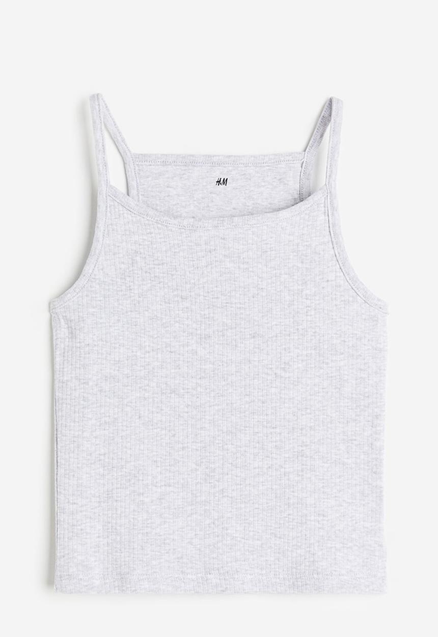 H&M - Ribbed vest top - light grey marl