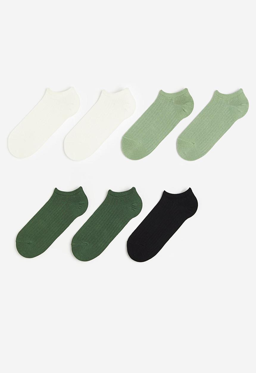 H&M - 7-Pack trainer socks - cream/light green
