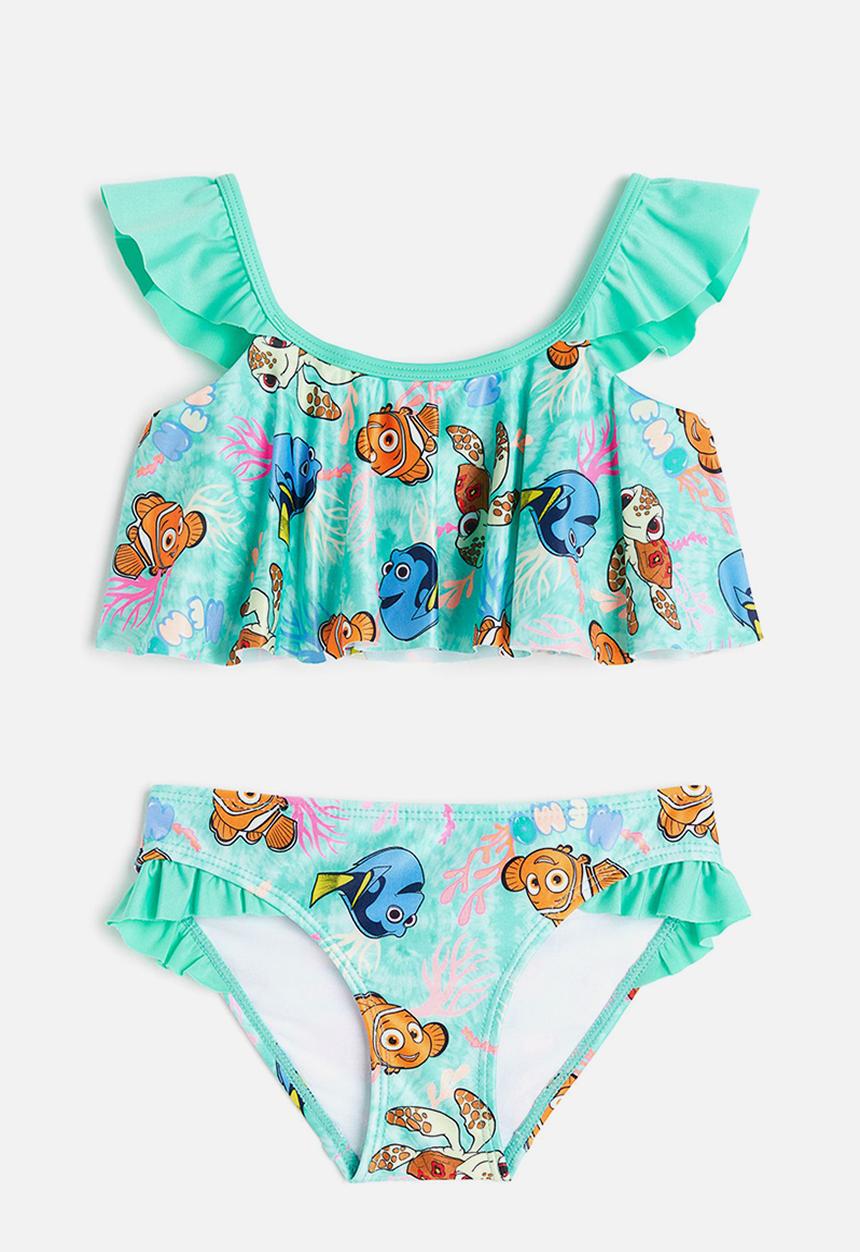 H&M - Printed flounce-trimmed bikini - turquoise