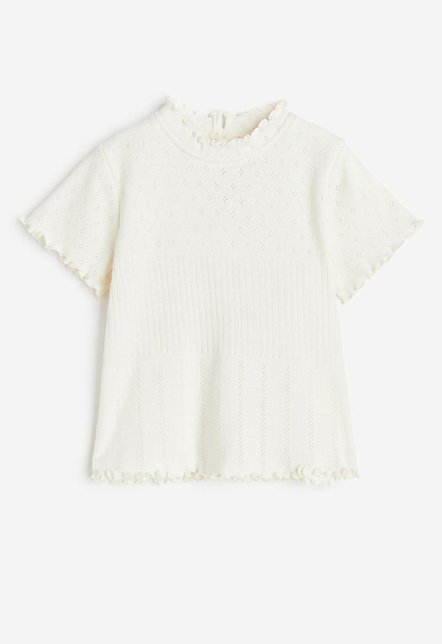 H&M - Pointelle jersey top - white