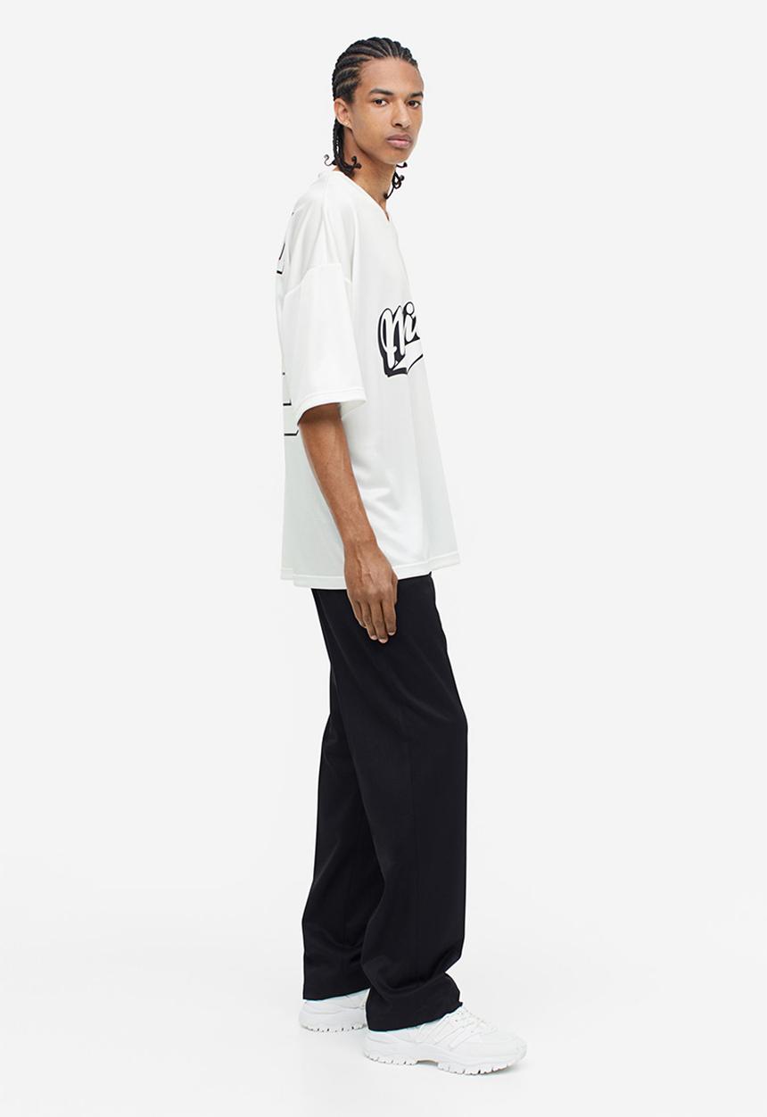 H&M - Oversized fit printed mesh t-shirt - white miami