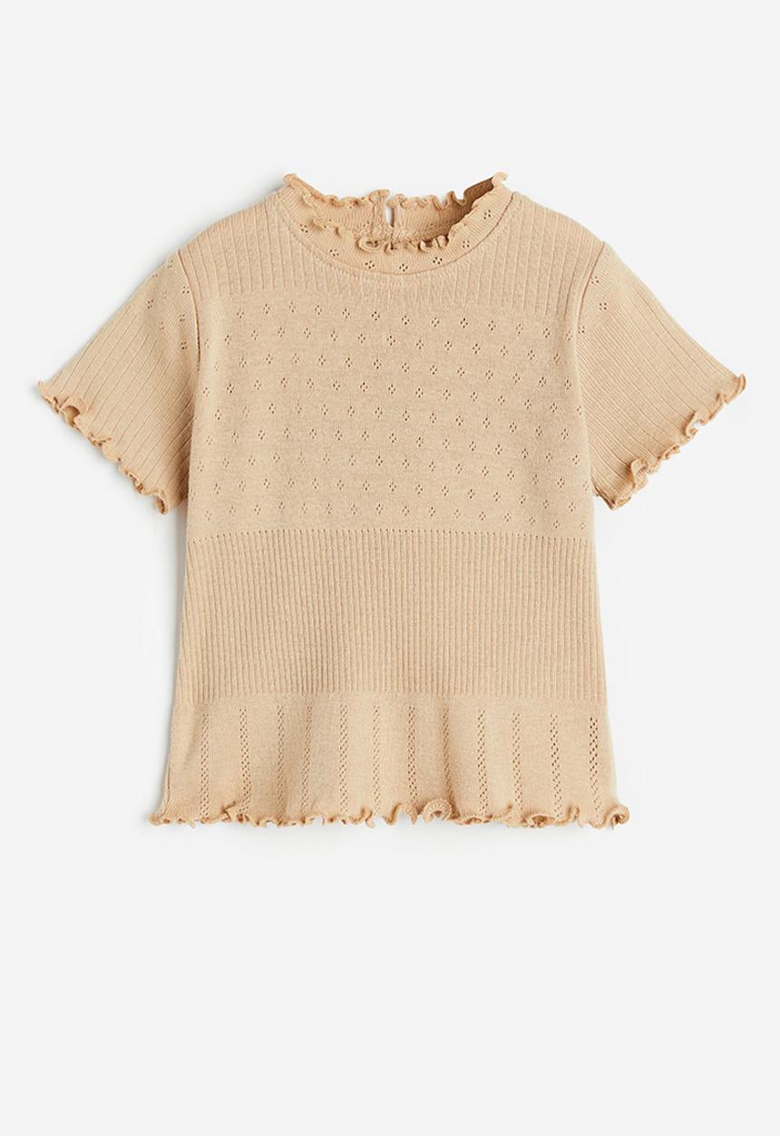 H&M - Pointelle jersey top - beige