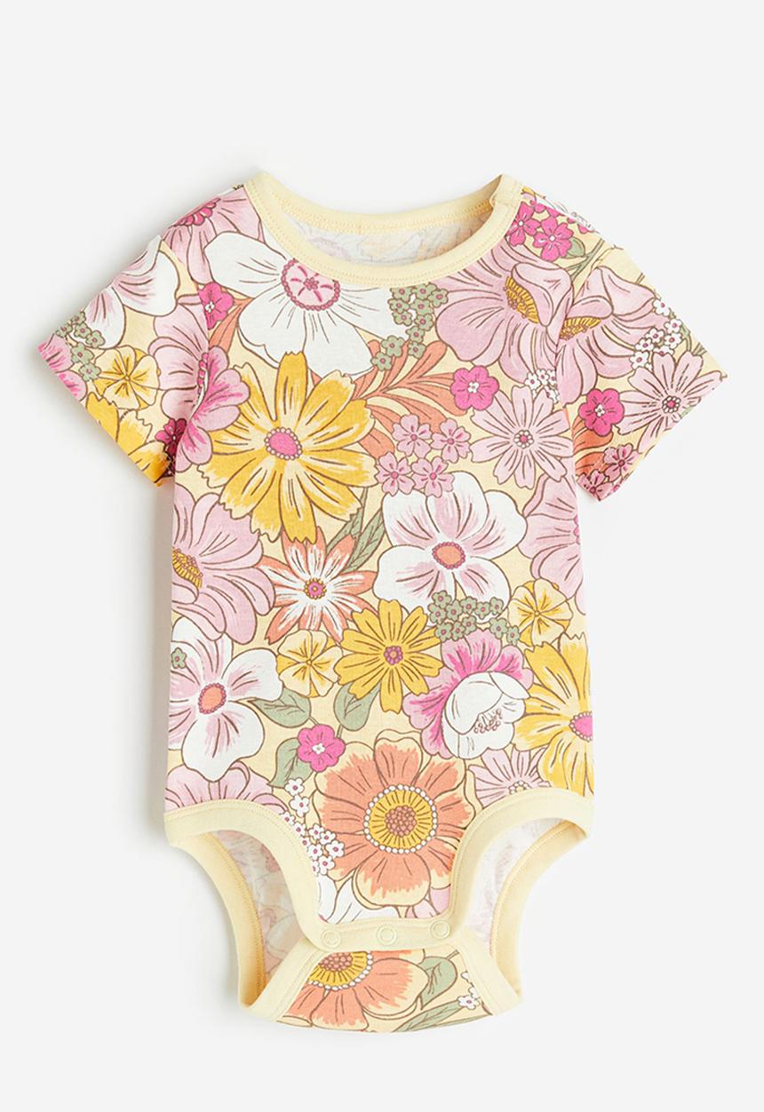 H&M - Patterned bodysuit - yellow floral 