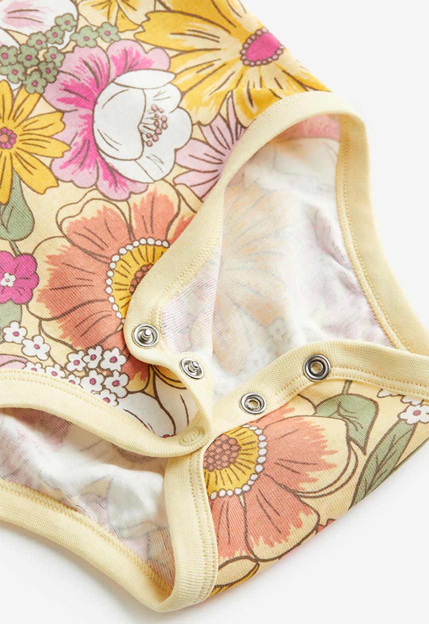 H&M - Patterned bodysuit - yellow floral 
