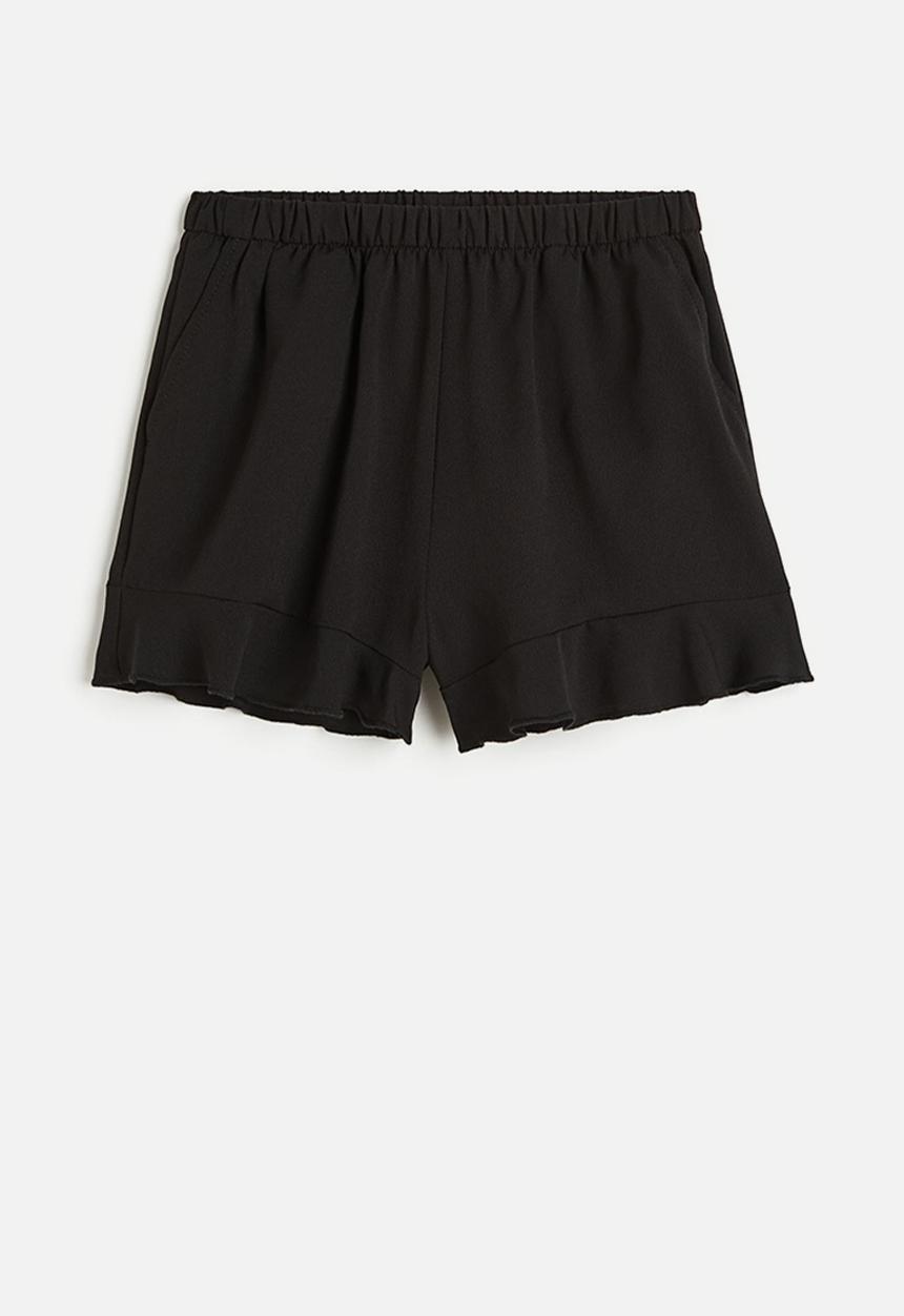H&M - Flounce-trimmed shorts - black