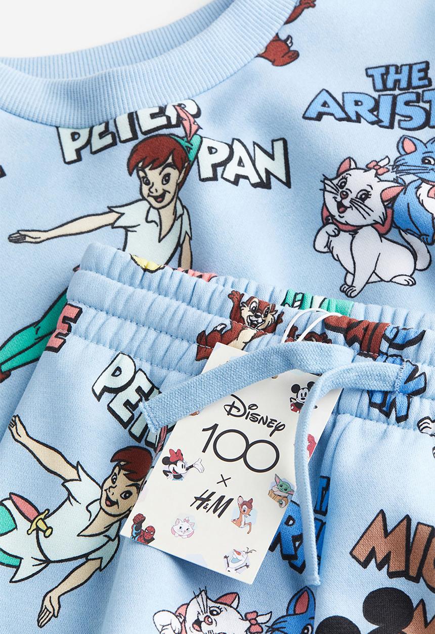 H&M - 2-Piece printed sweatshirt set - light blue disney