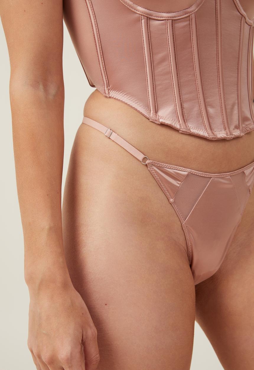 Cotton On - Satin Tanga G String Brief - Nougat