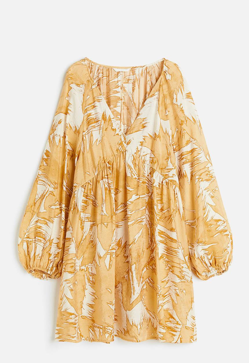 H&M - A-line dress - cream & beige patterned