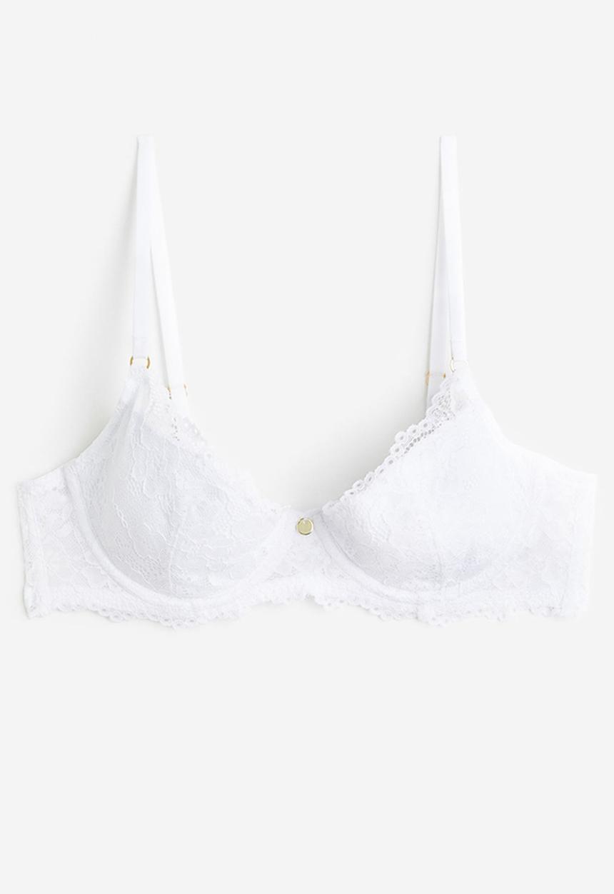 H&M - Padded underwired lace bra - white