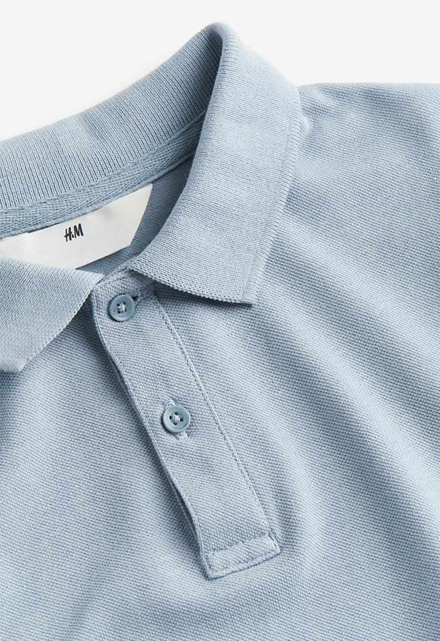 H&M - Cotton piqué polo shirt - blue