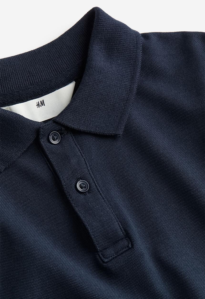 H&M - Cotton piqué polo shirt - blue