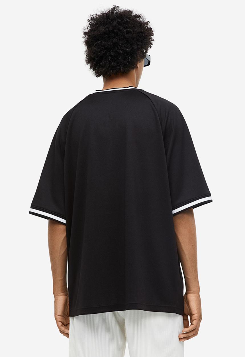 H&M - Oversized fit printed mesh t-shirt - black togetherness