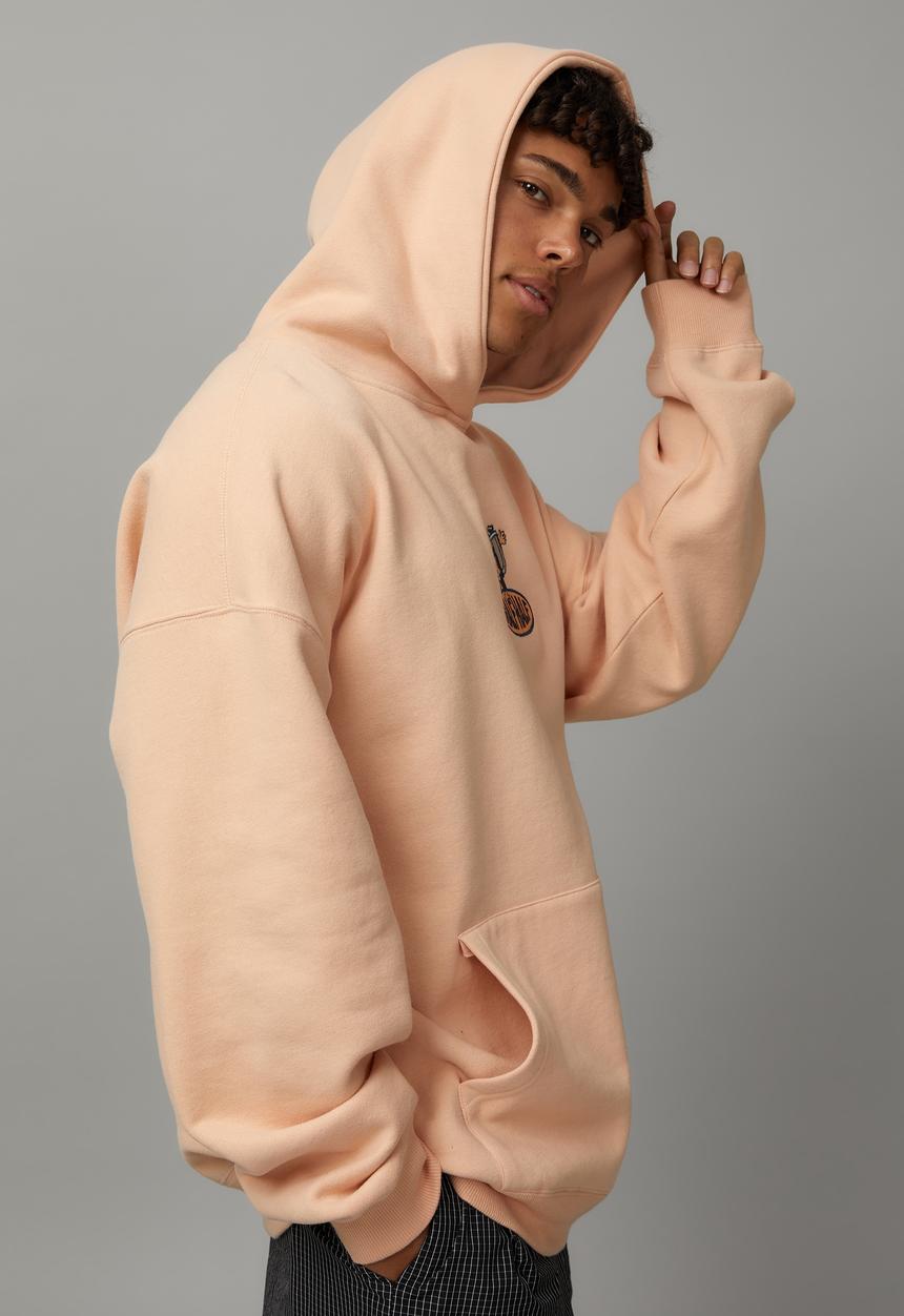 Factorie - Half Half Baggy Graphic Hoodie - Peach/Half Half Character 