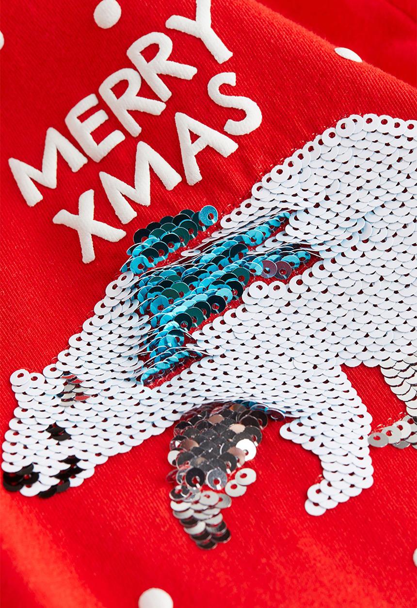 H&M - Interactive-motif t-shirt - bright red merry xmas 