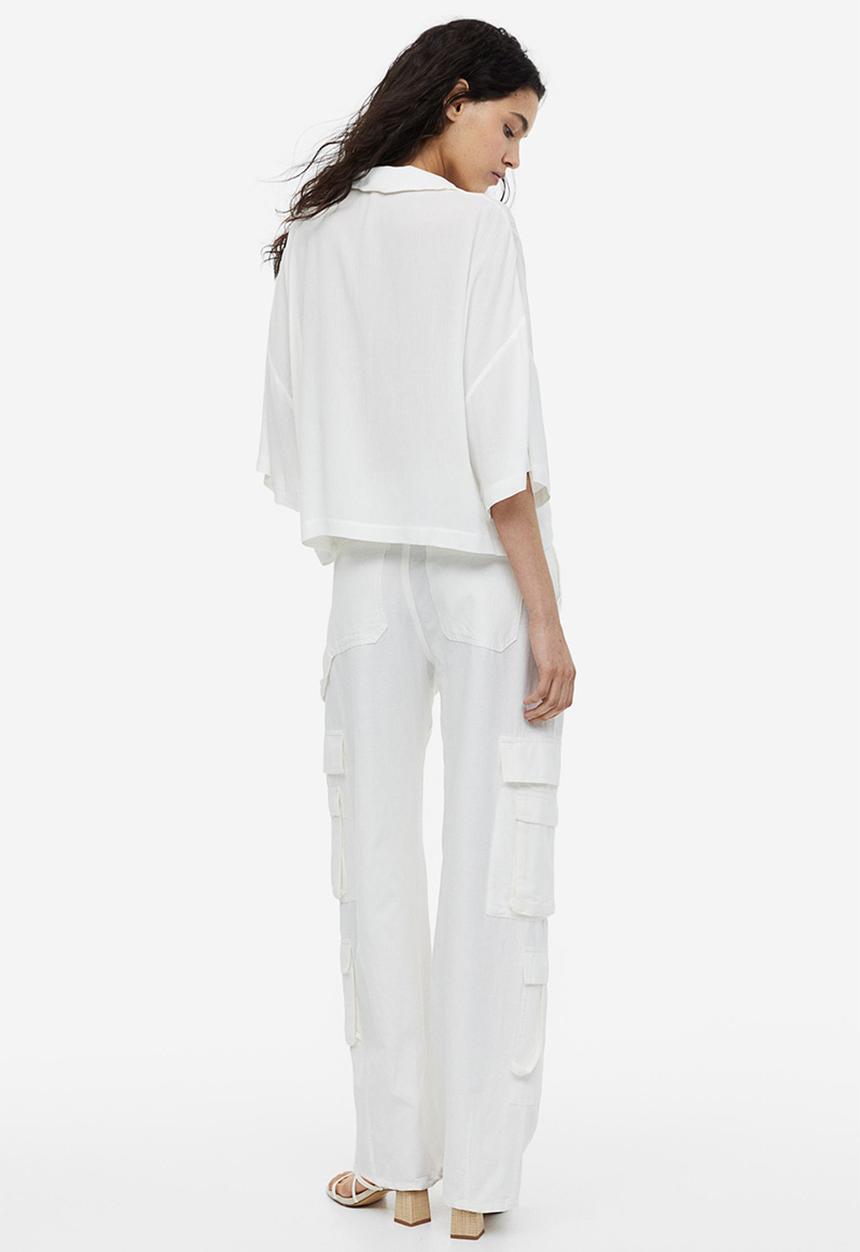 H&M - Oversized resort shirt - white