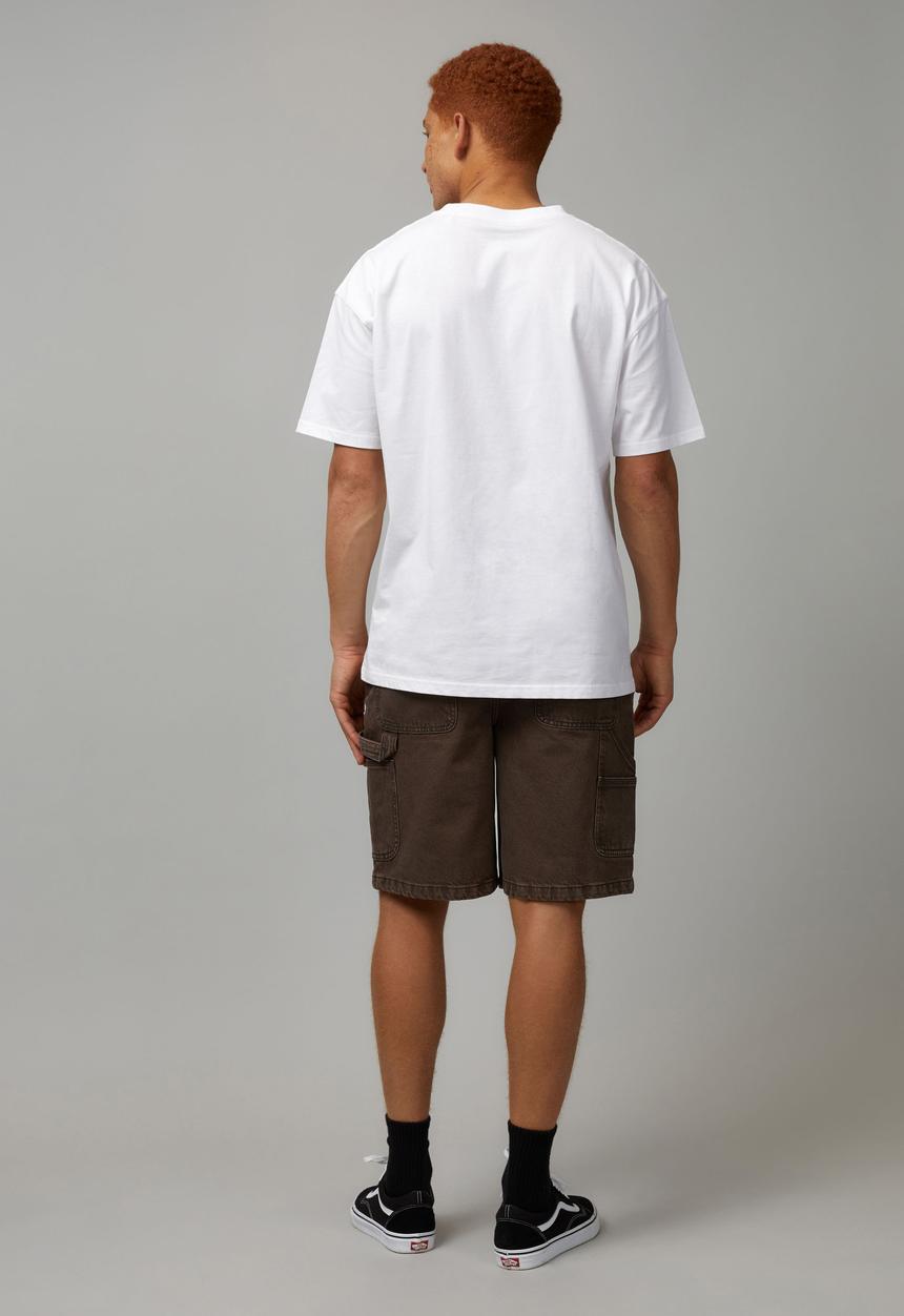 Factorie - Half Half Painter Baggy Denim Short - Washed Brown/Contrast Stitch 