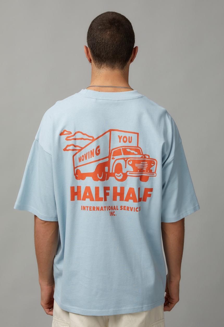 Factorie - Heavy Weight Box Fit Graphic T-shirt - Iced Blue/Moving You 