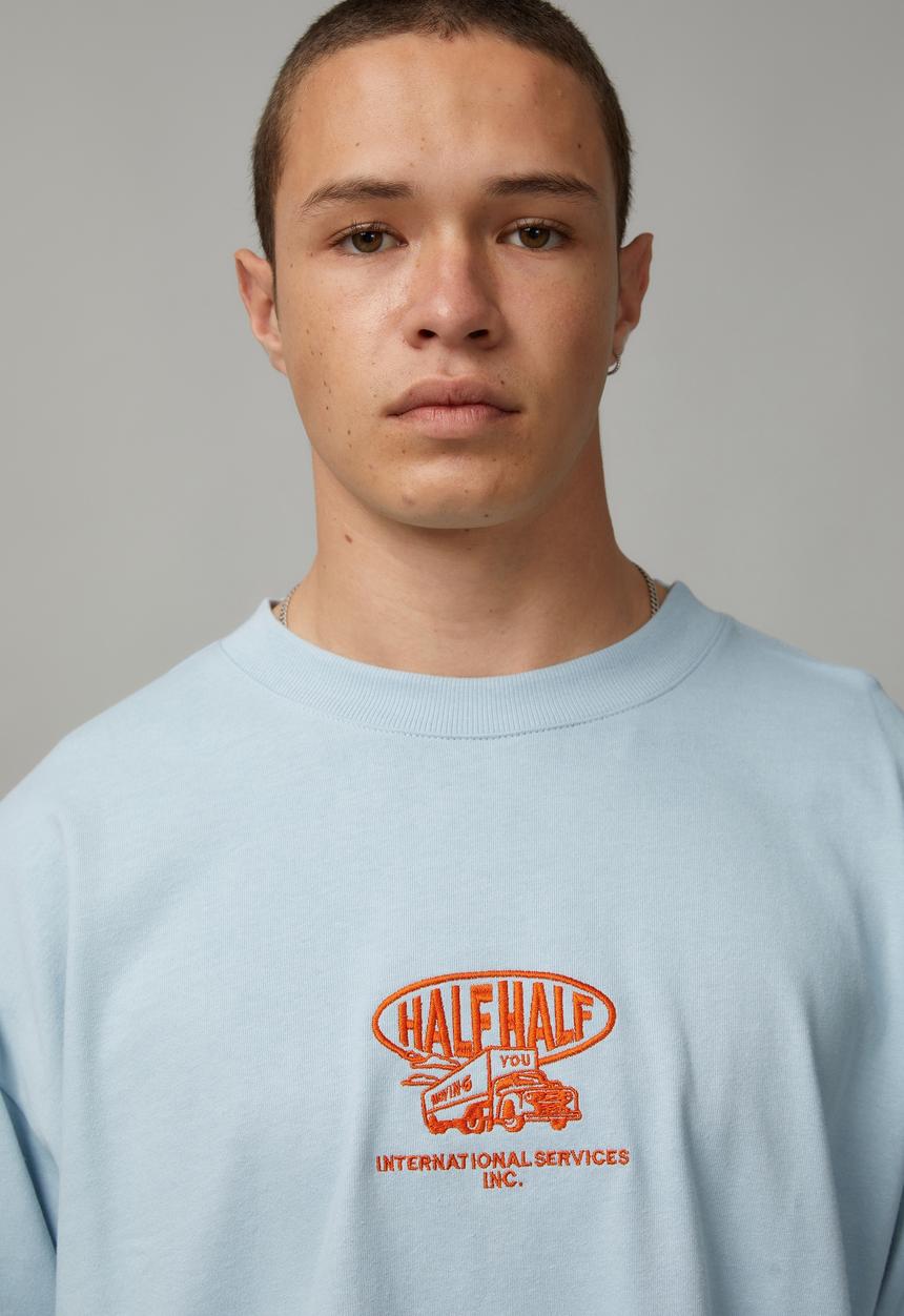 Factorie - Heavy Weight Box Fit Graphic T-shirt - Iced Blue/Moving You 