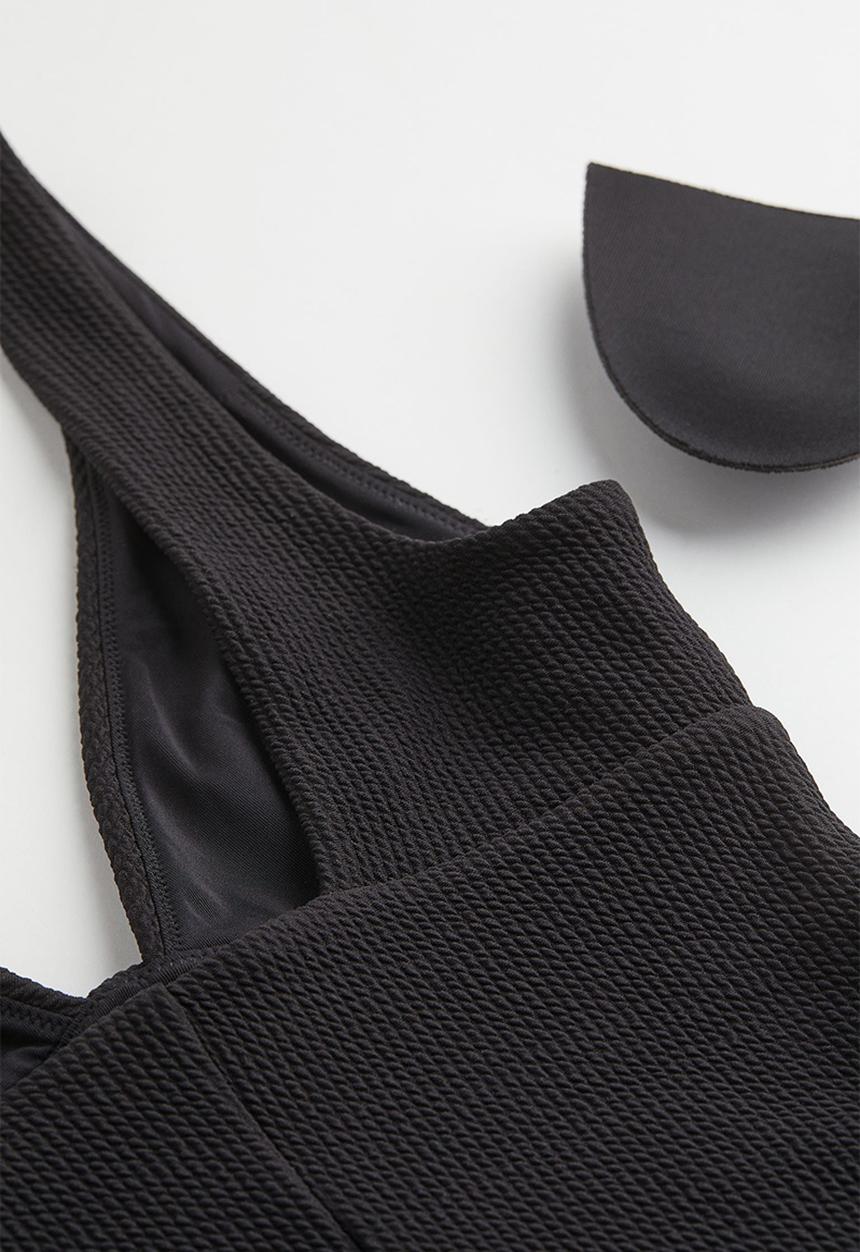 H&M - High leg ribbed swimsuit - black
