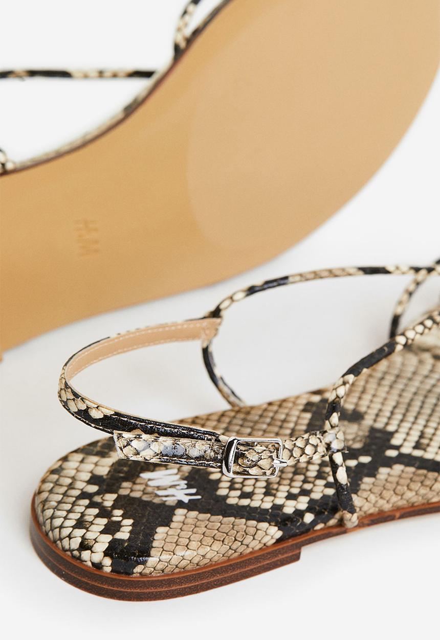 H&M - Strappy sandals - greige snakeskin