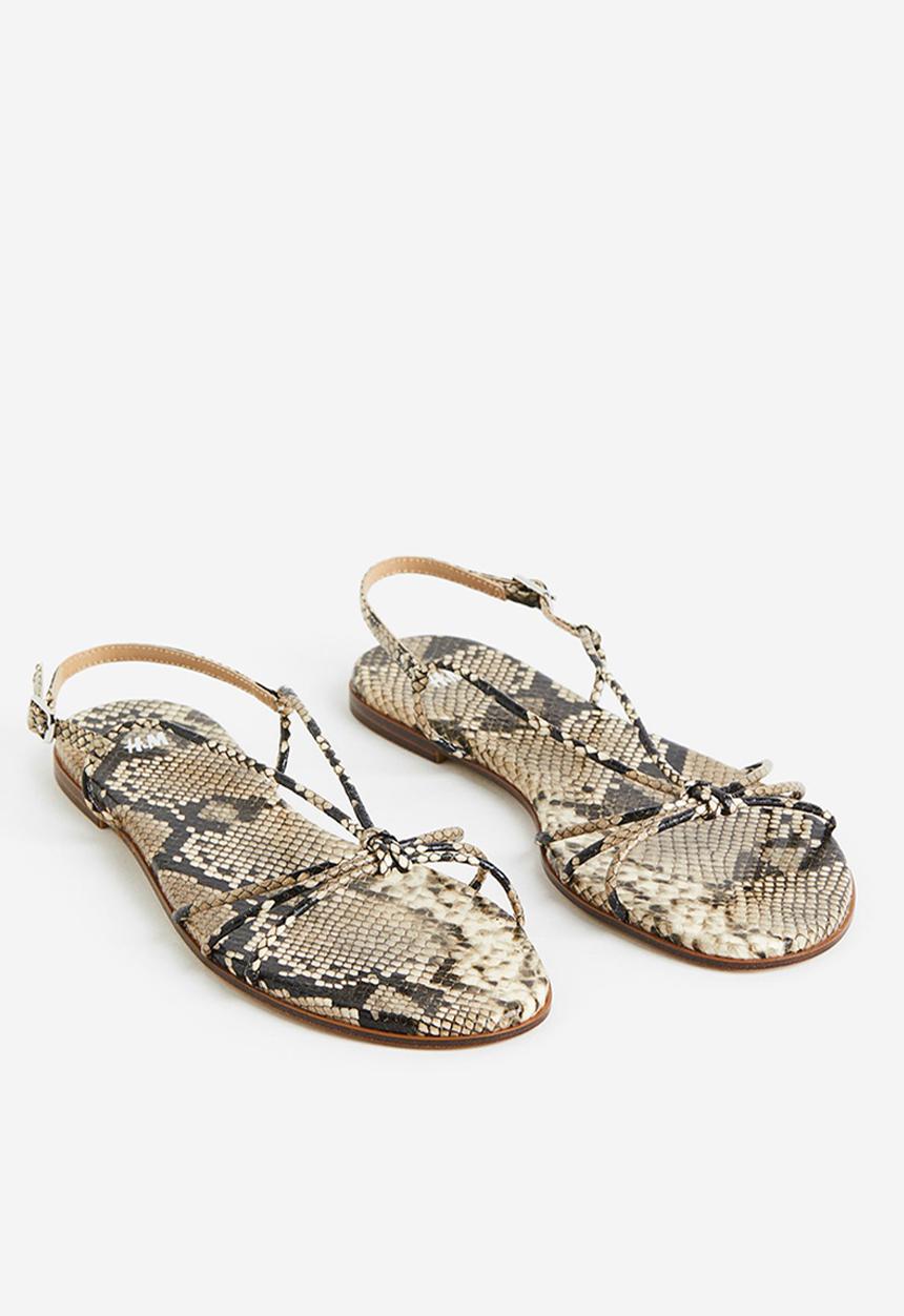 H&M - Strappy sandals - greige snakeskin