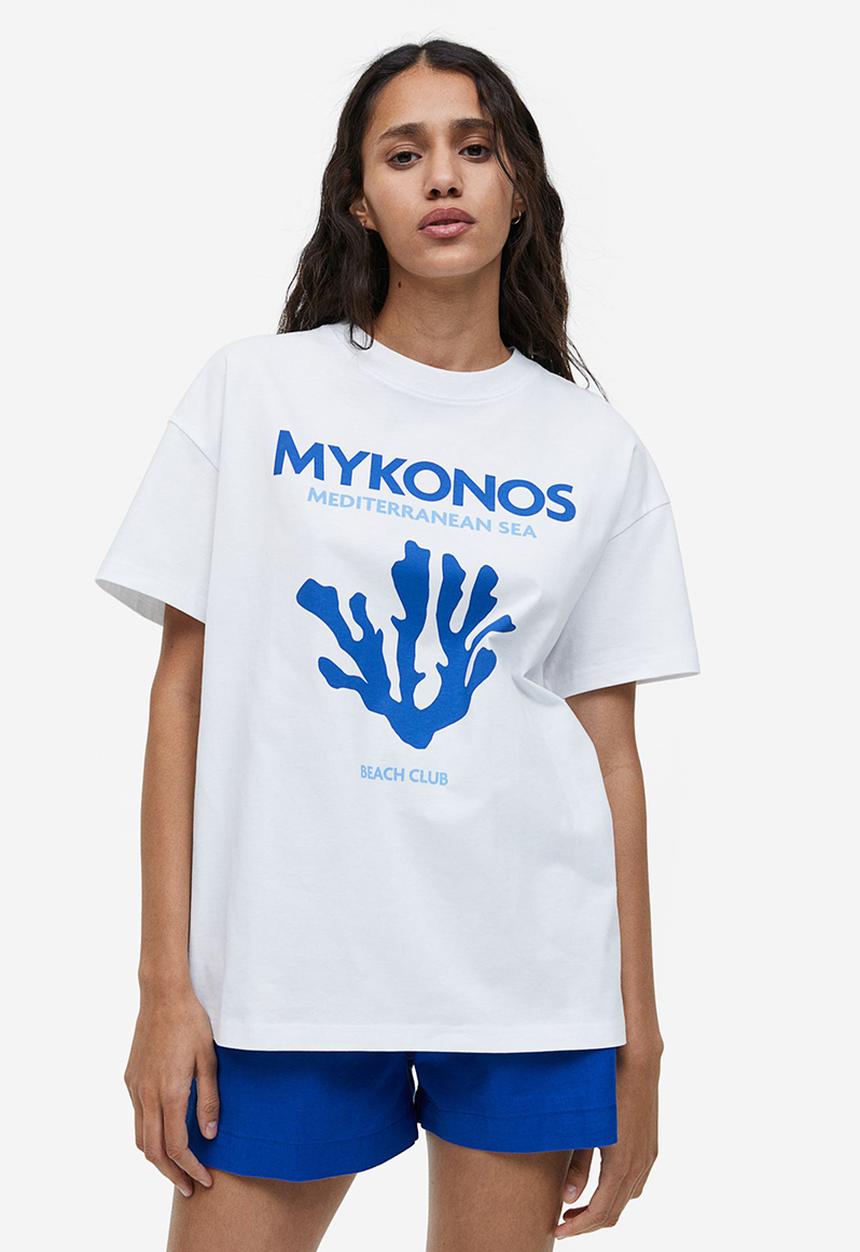 H&M - Printed t-shirt - white mykonos