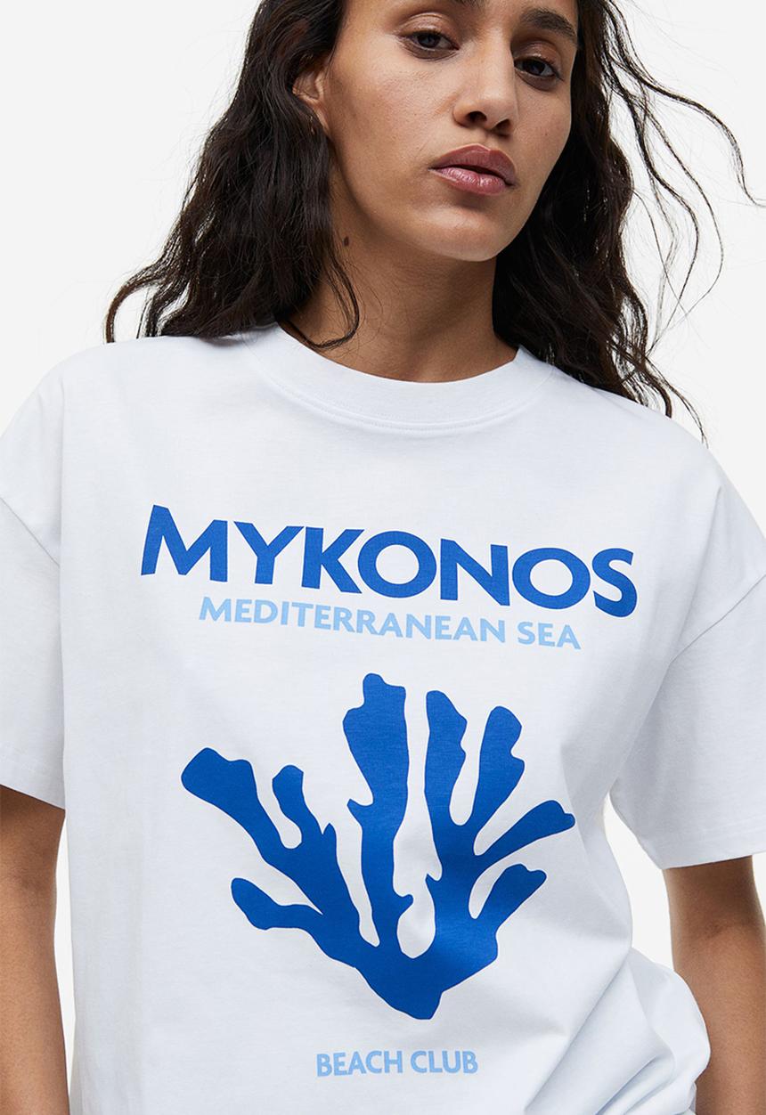 H&M - Printed t-shirt - white mykonos