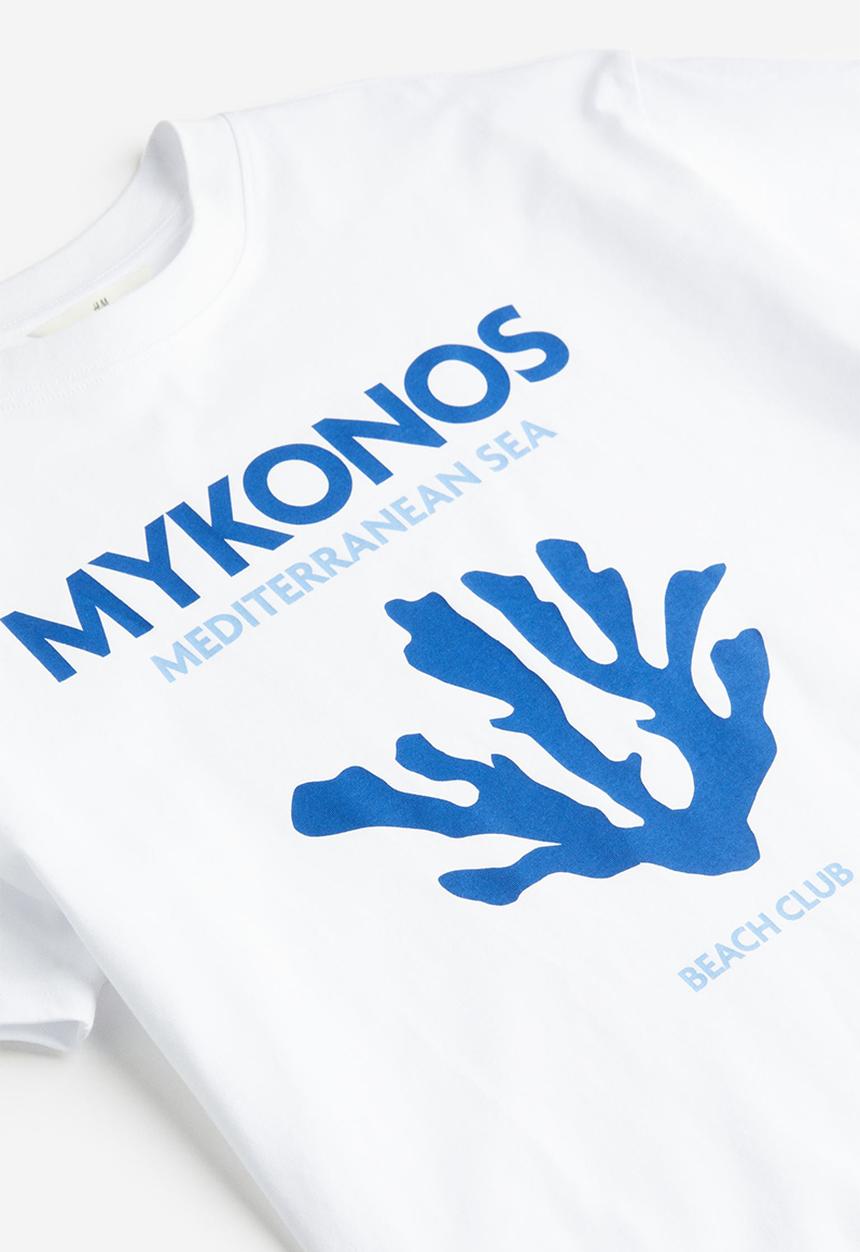 H&M - Printed t-shirt - white mykonos
