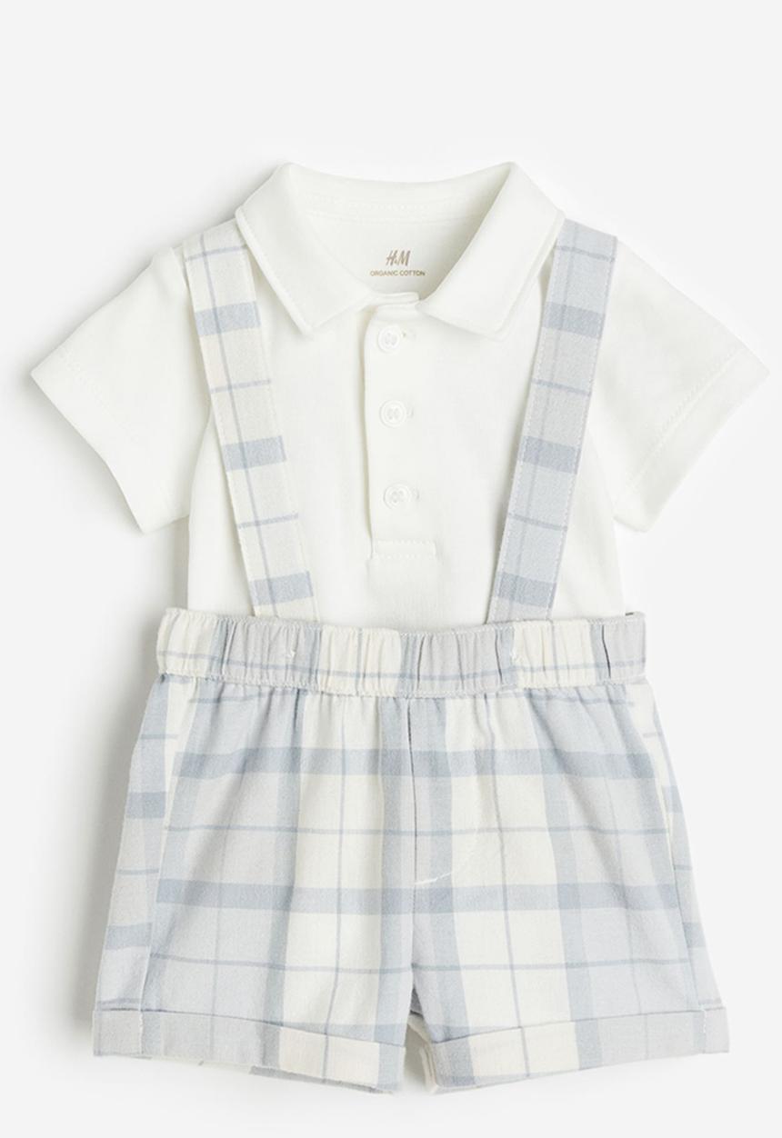 H&M - 2 Piece cotton set - light grey checked