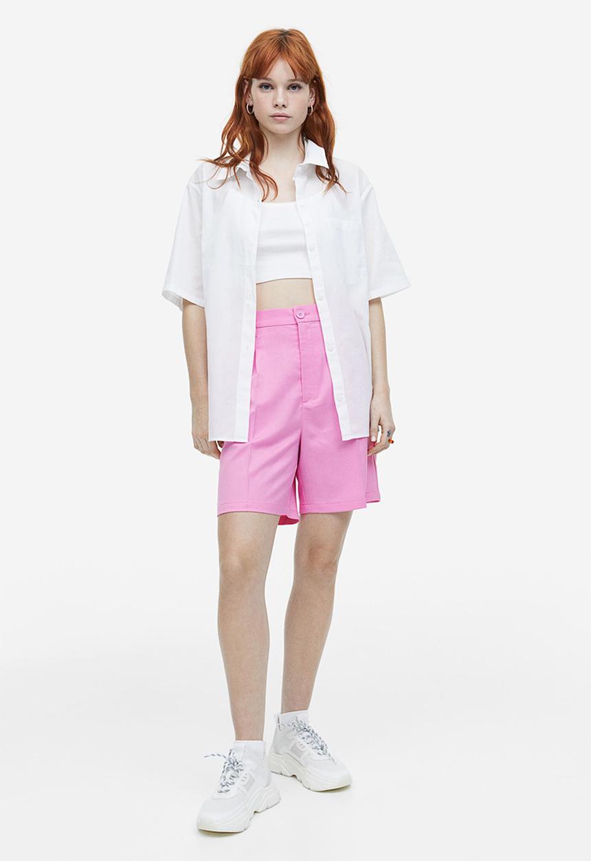 H&M - Short-sleeved linen-blend shirt - white