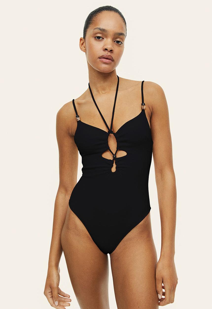 H&M - High leg swimsuit - black