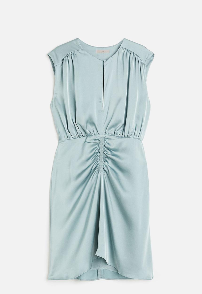 H&M - Draped satin dress - turquoise