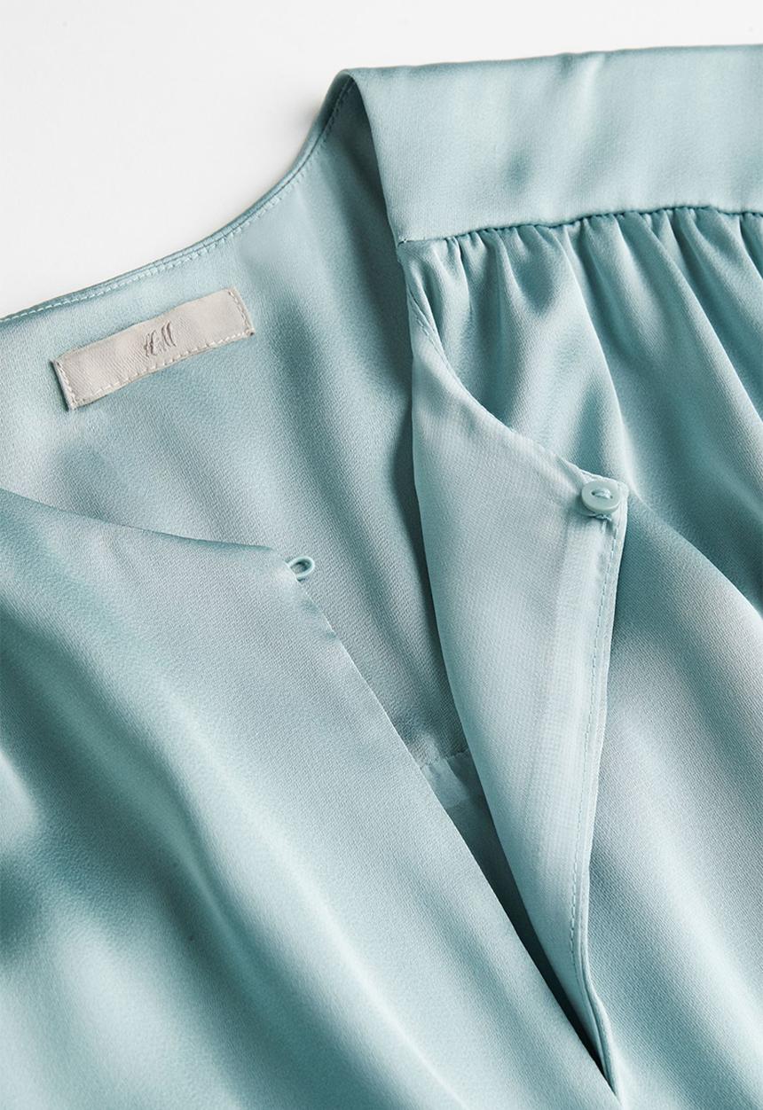 H&M - Draped satin dress - turquoise