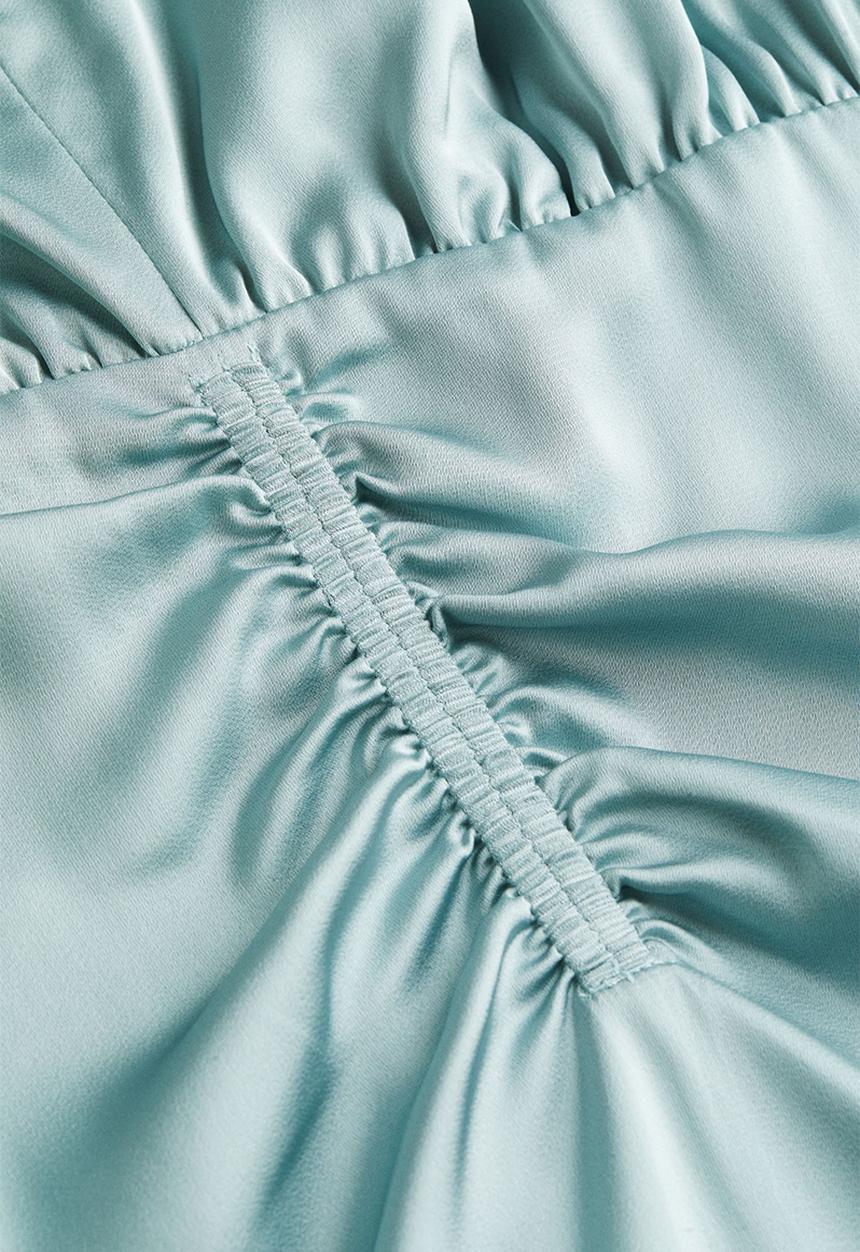 H&M - Draped satin dress - turquoise
