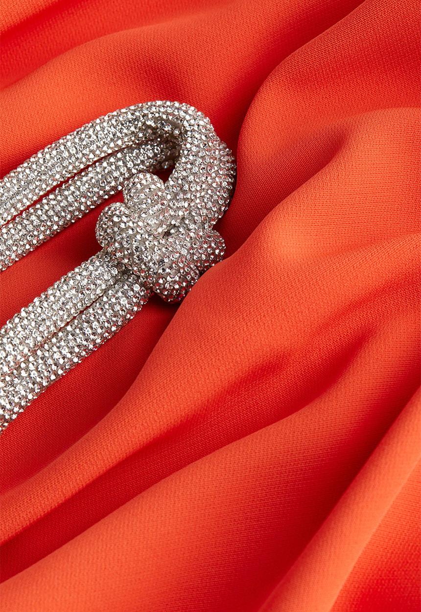 H&M - Rhinestone-strap one-shoulder dress - orange