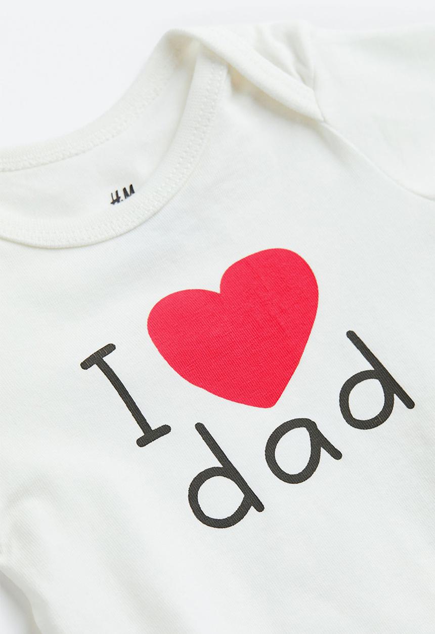 H&M - 2 Piece cotton jersey set - light beige i love dad