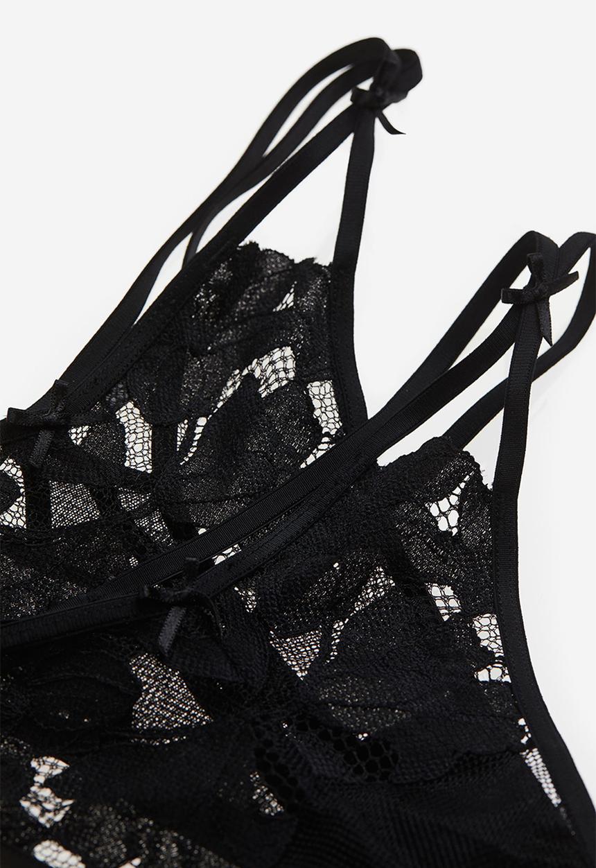 H&M - 2-Pack lace thong briefs - black
