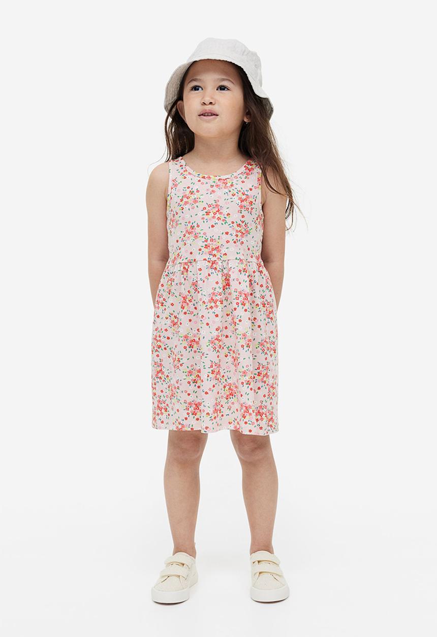H&M - Patterned cotton dress - light pink floral 