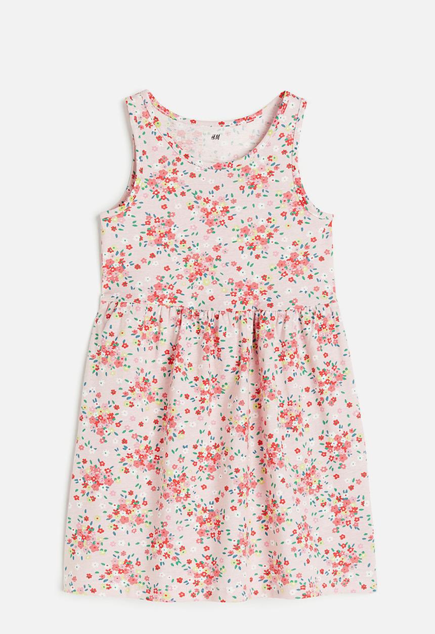 H&M - Patterned cotton dress - light pink floral 