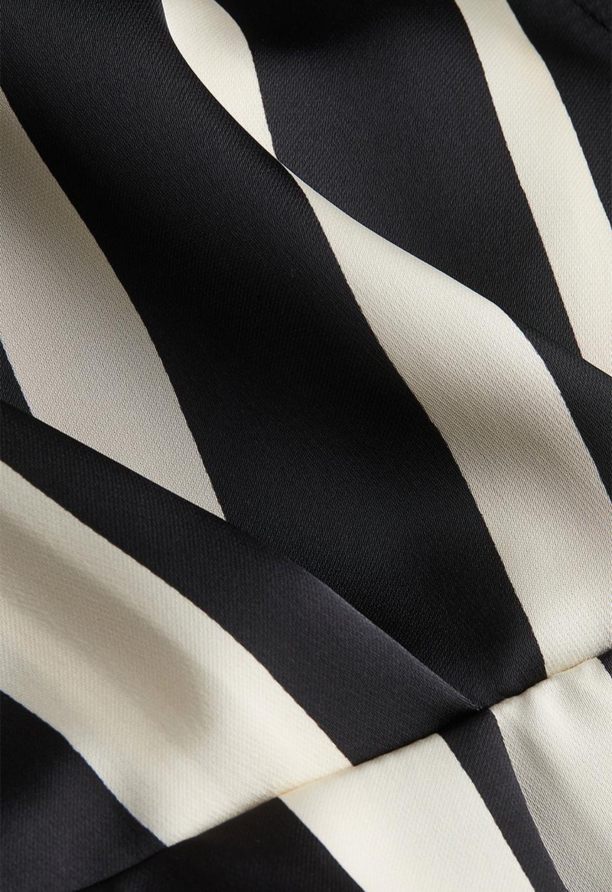 H&M - Satin wrap dress - cream & black striped 