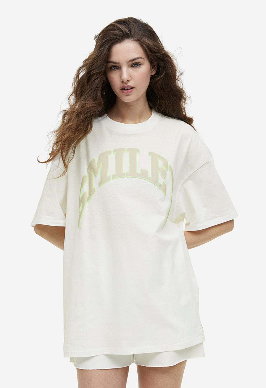 H&M - Oversized printed T-shirt - white