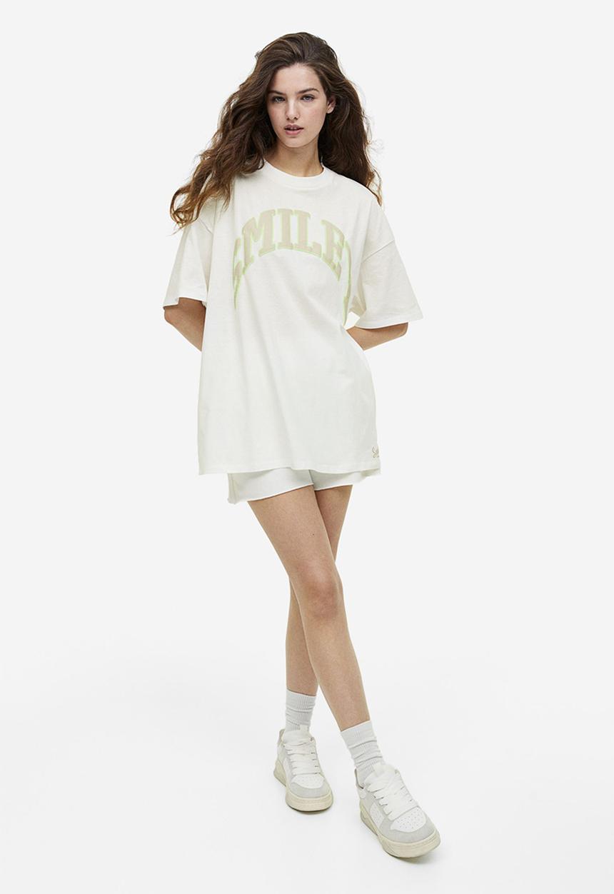H&M - Oversized printed T-shirt - white