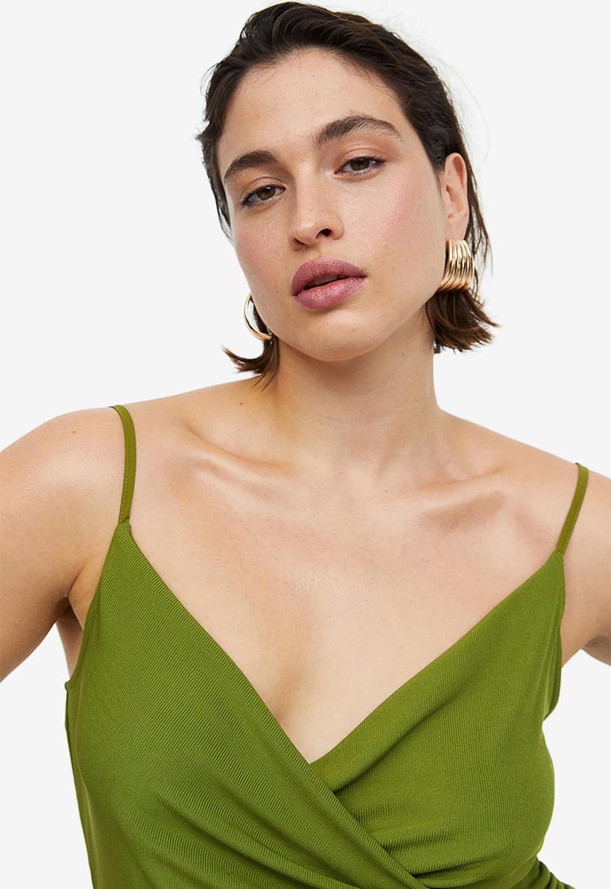 H&M - Draped jersey dress - green