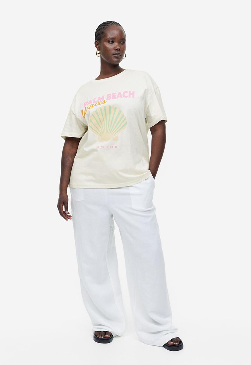 H&M - Printed t-shirt - cream & palm beach