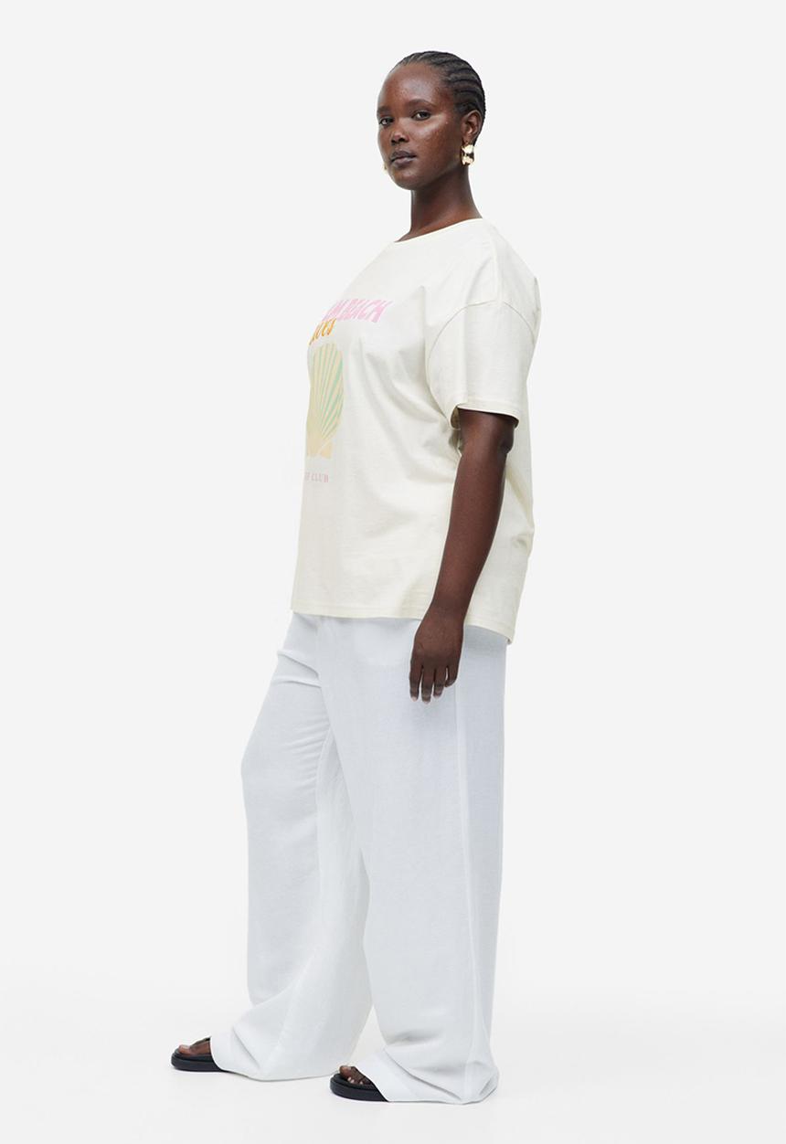 H&M - Printed t-shirt - cream & palm beach