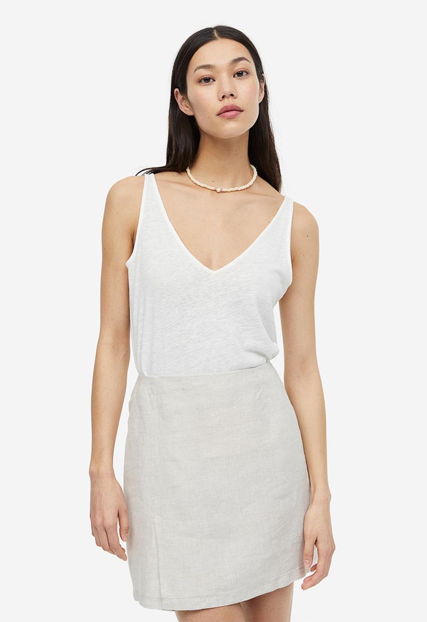 H&M - Linen-blend vest top - white